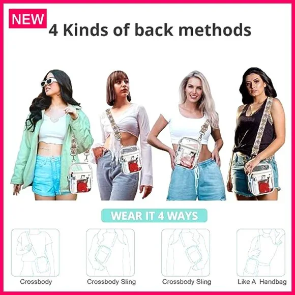 Clear Stadium Approved Crossbody Bag - Adjustable Strap 30-54" - Waterproof PVC - Picture 5 of 8
